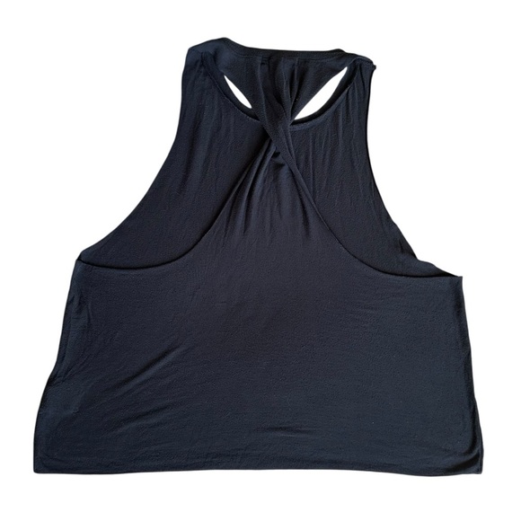 Joah Brown Black Twisted Back Muscle Crop Tee One Size - Picture 2 of 6